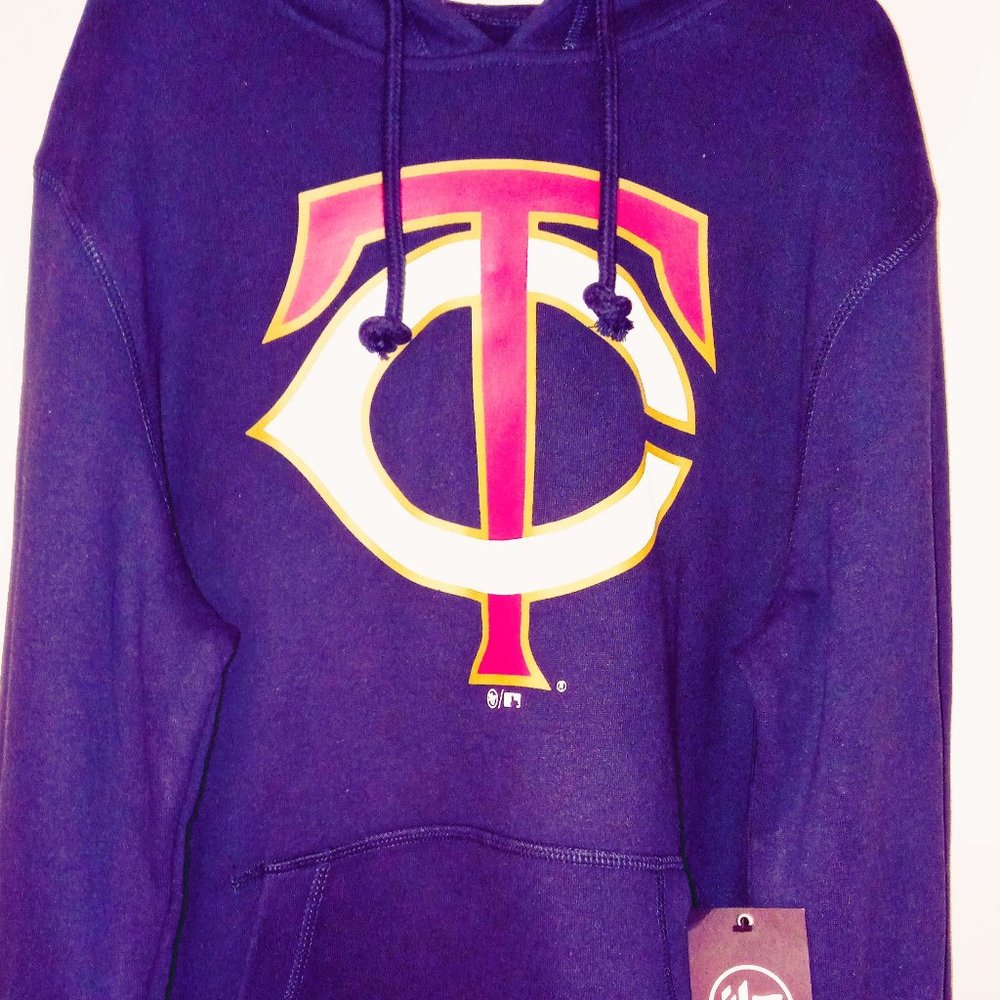 NEW: 47Brand.com Men's Minnesota TWINS Navy Blue Pullover Hoodie: with Tag